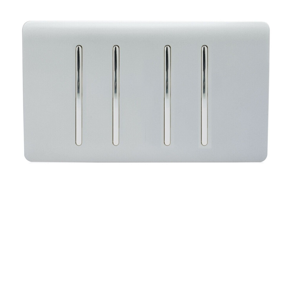 Trendi Switch Trendi 4 Gang (2 Way & 1X Intermediate) Glossy 10 Amp Rocker Switch Light/Silver