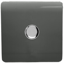 Trendi Artistic Modern Glossy Tactile 1 Gang 2 Way 120w LED Dimmer switch Charcoal