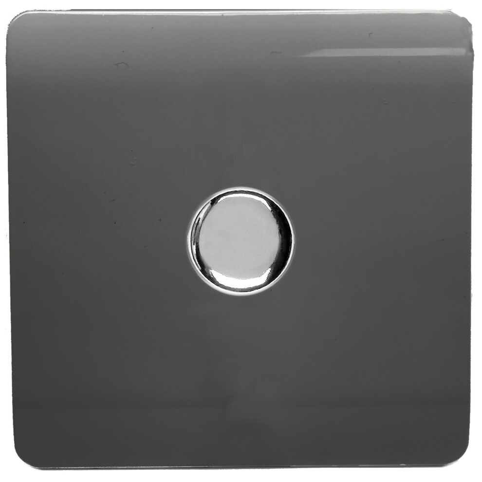 Trendi Modern Glossy Tactile 1 Gang 2 Way 100w LED Dimmer switch Charcoal - Image 3