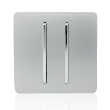 Trendi 2 Gang 1 Way Artistic Modern Glossy 10 Amp Rocker Tactile Light Switch Silver ART-SS3SI