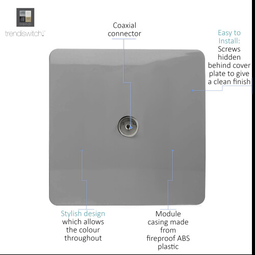 Trendi Switch Trendi Artistic Modern Glossy Tactile TV Socket Light Grey 1