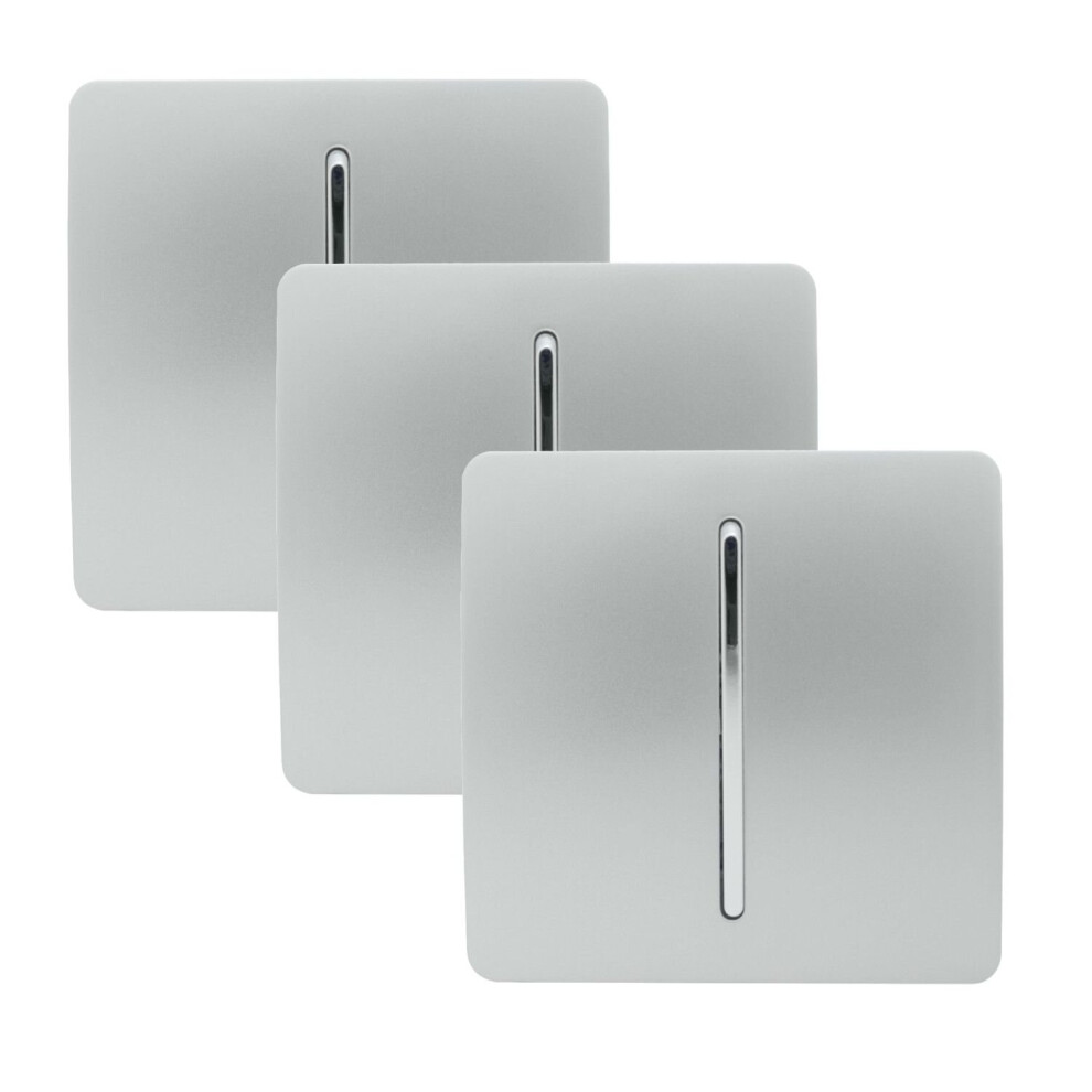 Trendi 1 Gang 2 Way Modern 10 Amp Rocker Light Switch Silver (3 Pack)