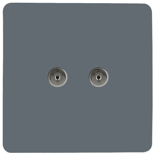 Trendi Switch Trendi Artistic Modern Glossy 2 Gang TV Socket Warm Grey