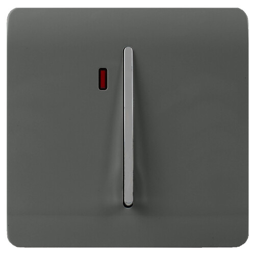 Trendi Switch Trendi Artistic Modern Glossy 20 A Tactile Light Switch & Neon Insert Charcoal