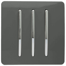 Trendi 3-Gang 2-Way Glossy Rocker Light Switch Charcoal Chrome Faceplate ART-SS6CH