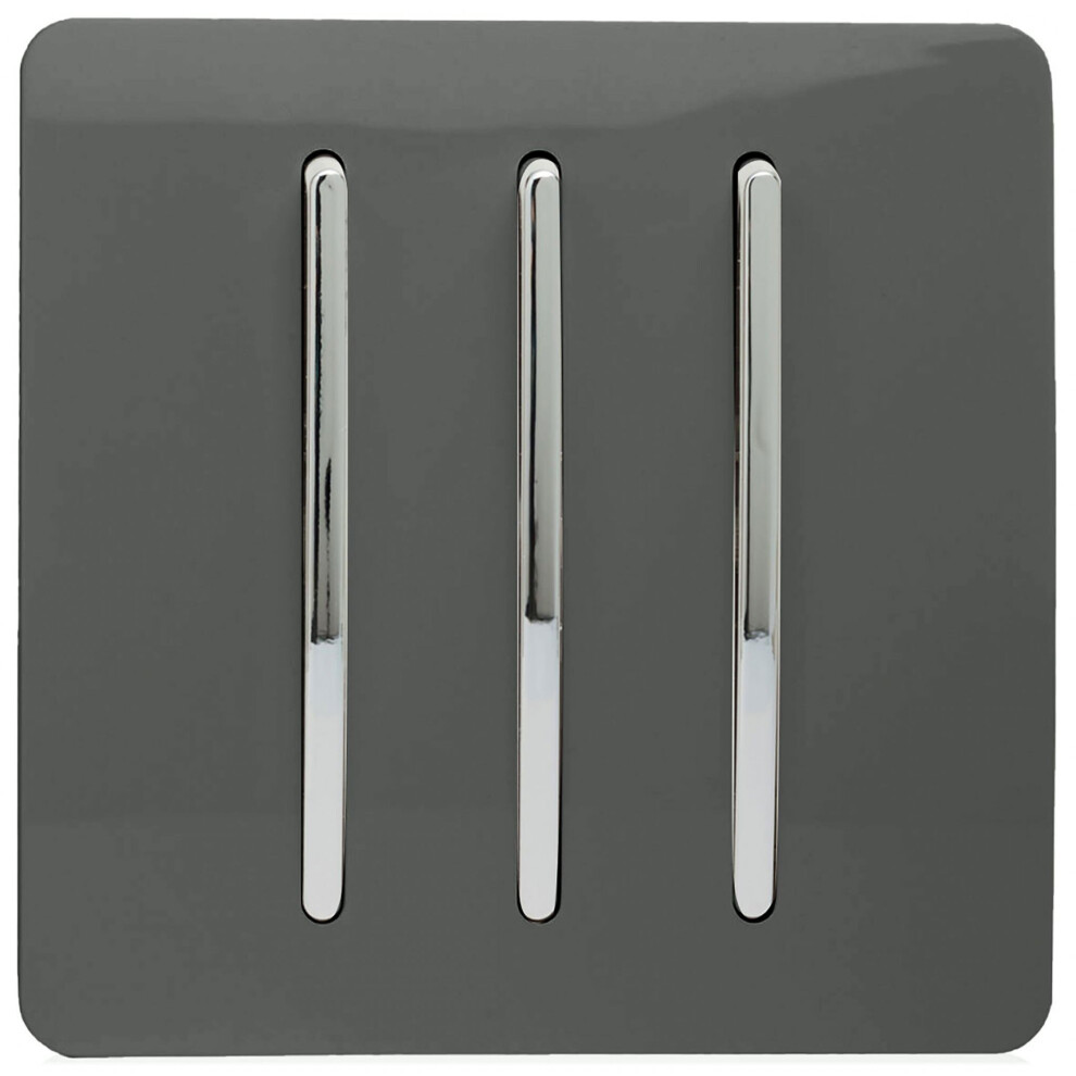 Trendi Switch Trendi 3-Gang 2-Way Glossy Rocker Light Switch Charcoal Chrome Faceplate Art-Ss6ch - Image 6