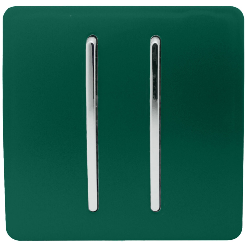 Trendi Switch Trendi 2 Gang 2 Way Glossy 10 Amp Rocker Switch Light/Dark/Green
