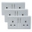 Trendi Switch Trendi 2 Gang Modern 13 Amp Switched Plug Socket Silver (3 Pack) 1