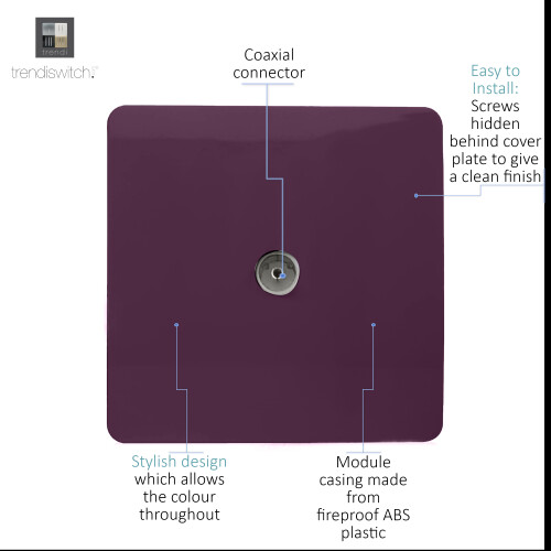 Trendi Switch Trendi Artistic Modern Glossy Tactile TV Socket Plum 1