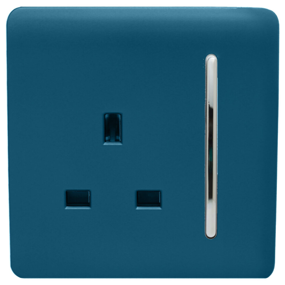 Trendi 1 Gang Artistic Modern Glossy 13 Amp Switched Tactile Plug Socket Midnight Blue