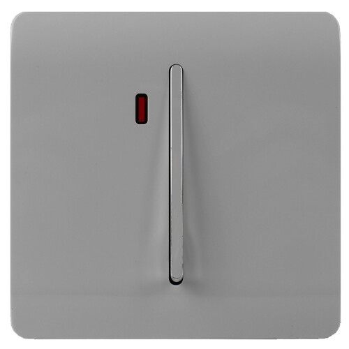 Trendi Switch Trendi Artistic Modern Glossy 45 A Tactile Light Switch & Neon Insert Light Grey