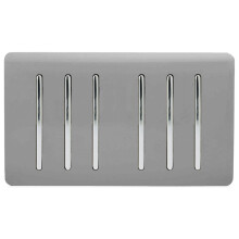 Trendi Artistic Modern Glossy 6 Gang 1 Way Rocker Double Plate Tactile Light Switch Light Grey