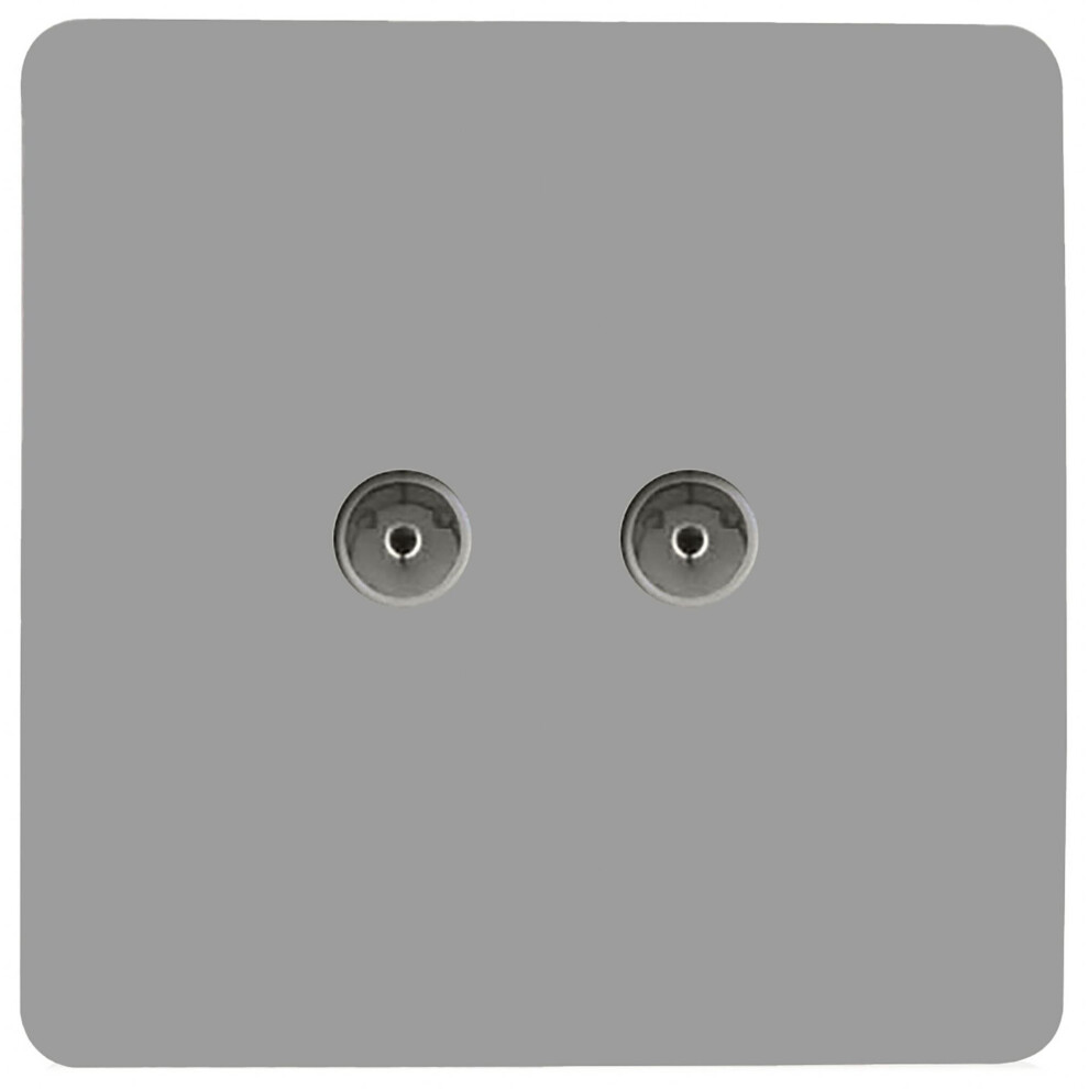 Trendi Artistic Modern Glossy Tactile 2 Gang TV Socket Light Grey