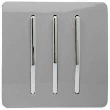 Trendi 3 Gang 1 Way Artistic Modern Glossy 10 Amp Rocker Tactile Light Switch Light Grey
