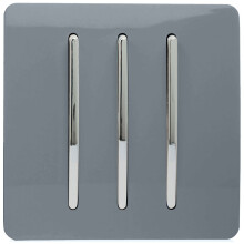 Trendi 3 Gang 2 Way Artistic Modern Glossy 10 Amp Rocker Tactile Light Switch Warm Grey