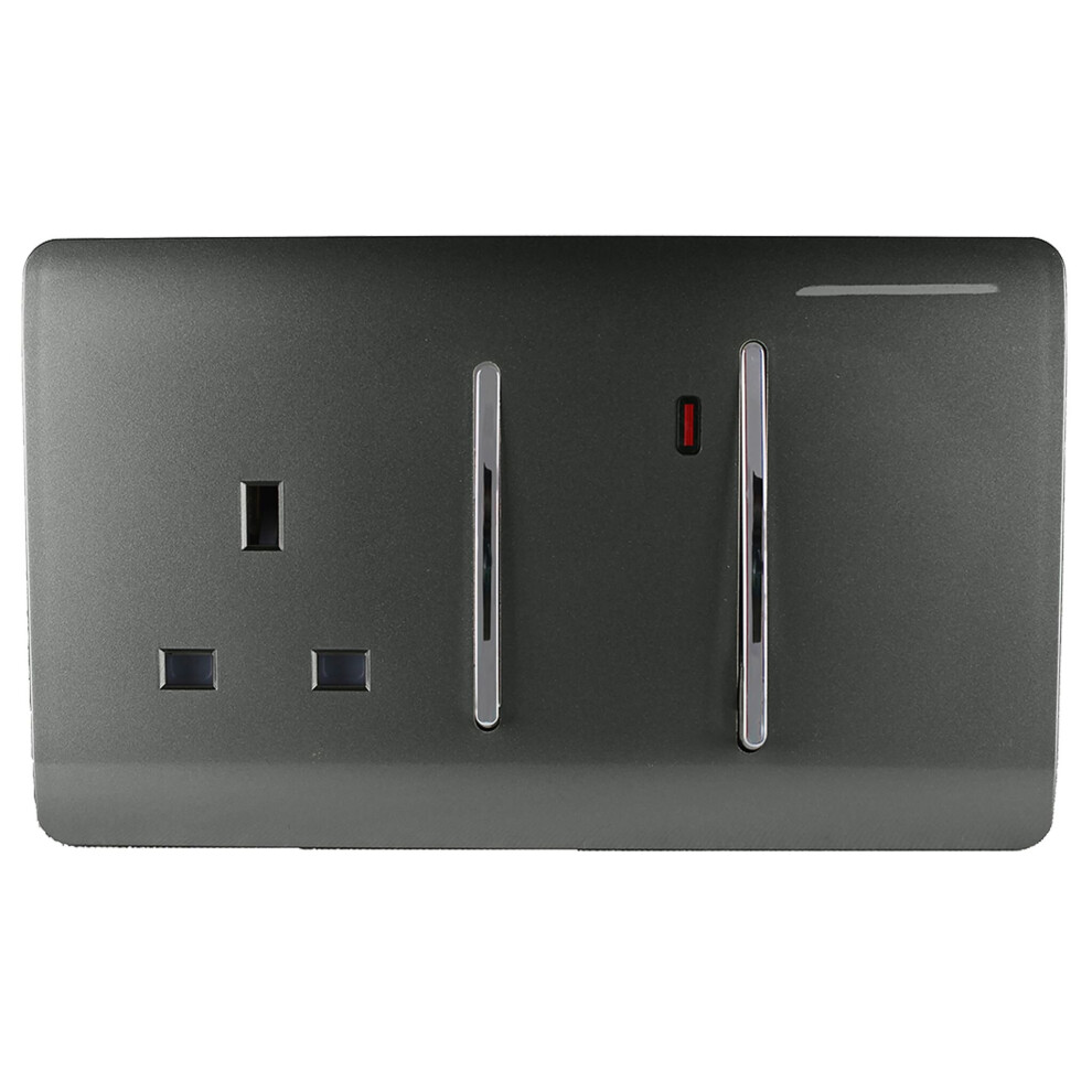 Trendi Switch Trendi Artistic Modern Glossy 45 A Cooker Switch & Plug Socket Inc Neon Insert Charcoal