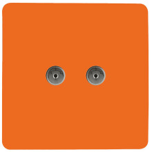 Trendi Artistic Modern Glossy Tactile 2 Gang TV Socket Orange