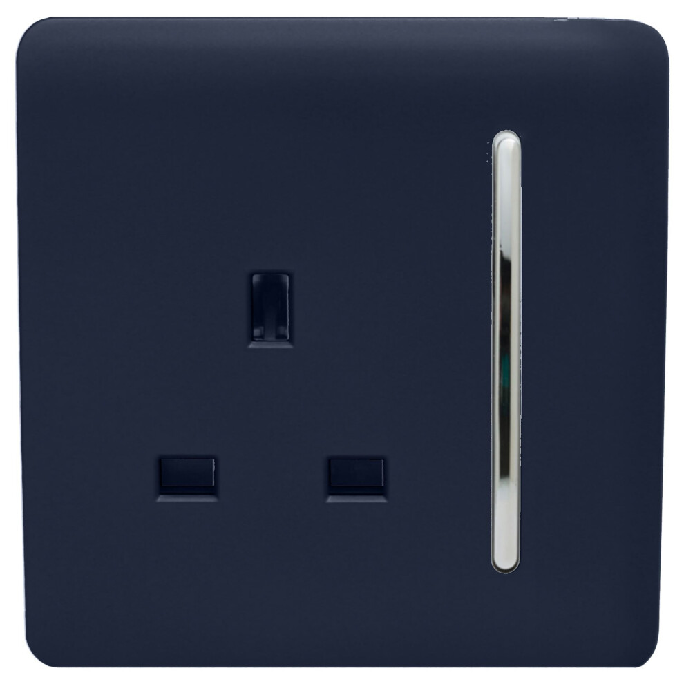 Trendi 1 Gang Artistic Modern Glossy 13 Amp Switched Tactile Plug Socket Navy 7091056032889