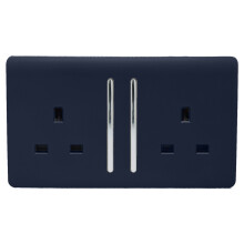 Trendi 2 Gang Artistic Modern Glossy 13 Amp Switched Plug Socket Navy