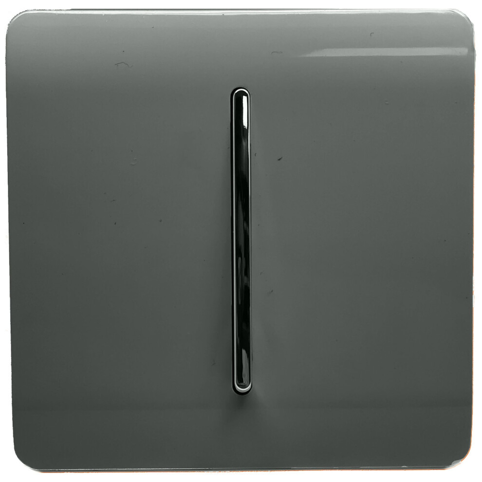 Trendi 1 Gang 1 Way Artistic Modern Glossy 10 Amp Rocker Tactile Light Switch Charcoal