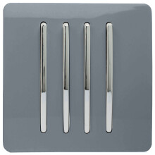 Trendi 4 Gang 2 Way Artistic Modern Glossy 10 Amp Rocker Tactile Light Switch Warm Grey