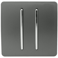 Trendi 2 Gang 2 Way Artistic Modern Glossy 10 Amp Rocker Tactile Light Switch Charcoal