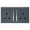 Trendi Switch Trendi 2 Gang Modern Glossy 13 Amp Switched Plug Socket Warm Grey 1