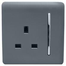 Trendi 1 Gang Modern Glossy 13 Amp Switched Plug Socket Warm Grey