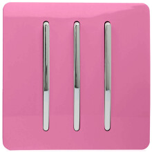 Trendi 3 Gang 2 Way Artistic Modern Glossy 10 Amp Rocker Tactile Light Switch Pink