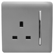 Trendi 1-Gang Artistic Modern Glossy 13A Switched Tactile Plug Socket, Light Grey – ART-SKT13LG