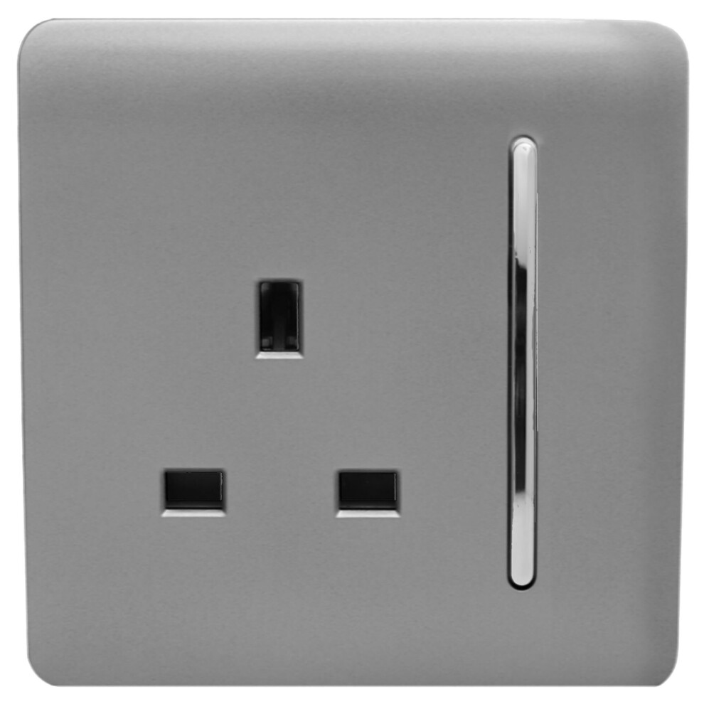 Trendi 1-Gang Artistic Modern Glossy 13A Switched Tactile Plug Socket, Light Grey Â Art-Skt13lg 7091055388222