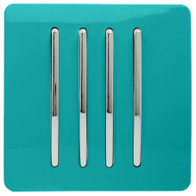 Trendi 4 Gang 2 Way Artistic Modern Glossy 10 Amp Rocker Tactile Light Switch Bright Teal