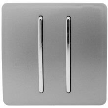 Trendi 2 Gang 3 Way Intermediate Artistic Modern Glossy 10 Amp Rocker Light Switch Light Grey