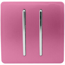 Trendi 2 Gang 1 Way Artistic Modern Glossy 10 Amp Rocker Tactile Light Switch Pink