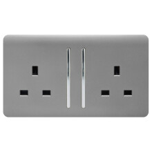 Trendi 2-Gang Artistic Modern Glossy 13A Switched Tactile Plug Socket Light Grey ART-SKT213LLG