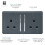 Trendi Switch Trendi 2 Gang Modern Glossy 13 Amp Switched Plug Socket Warm Grey 2