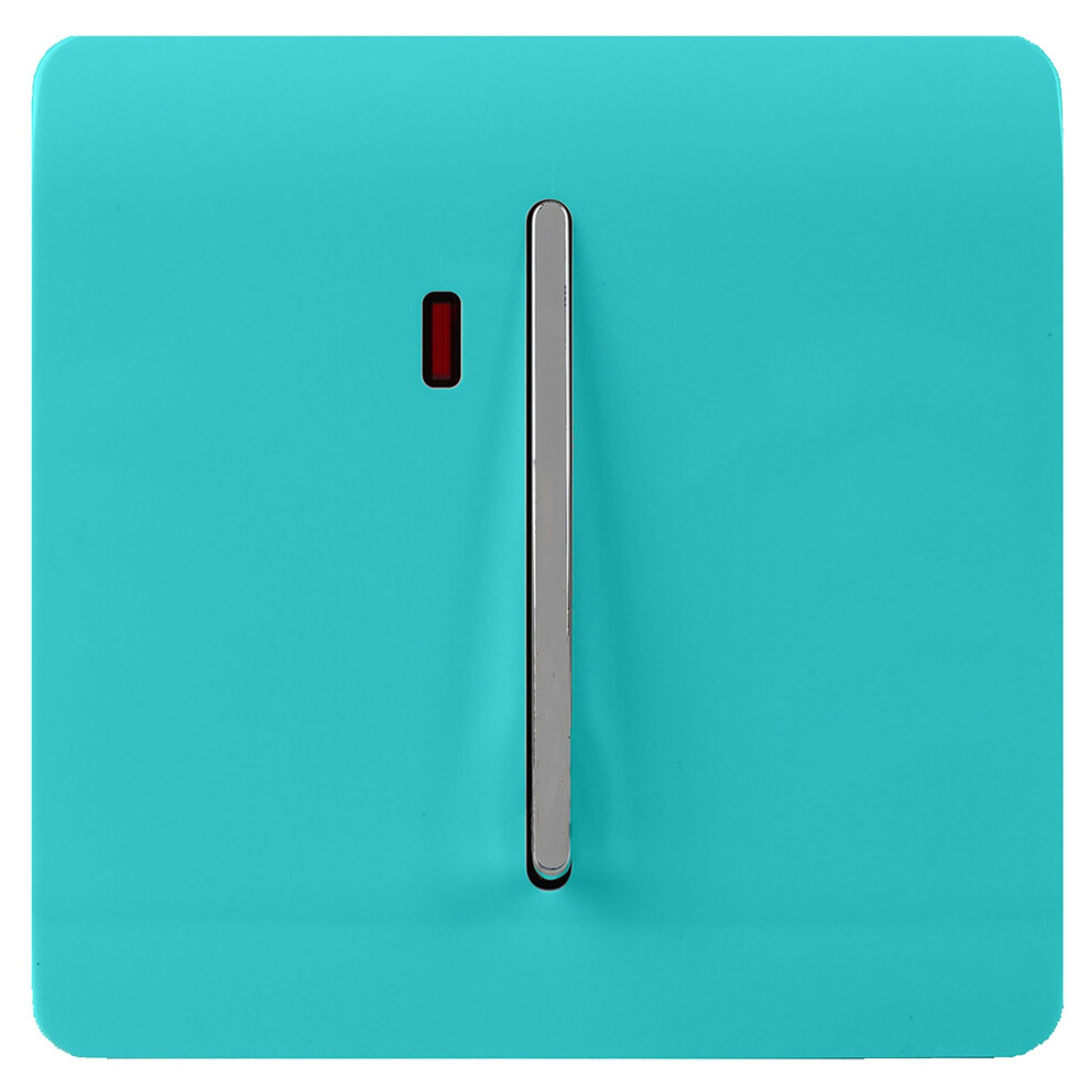 Trendi Artistic Modern Glossy 20 A Tactile Light Switch & Neon Insert Bright Teal