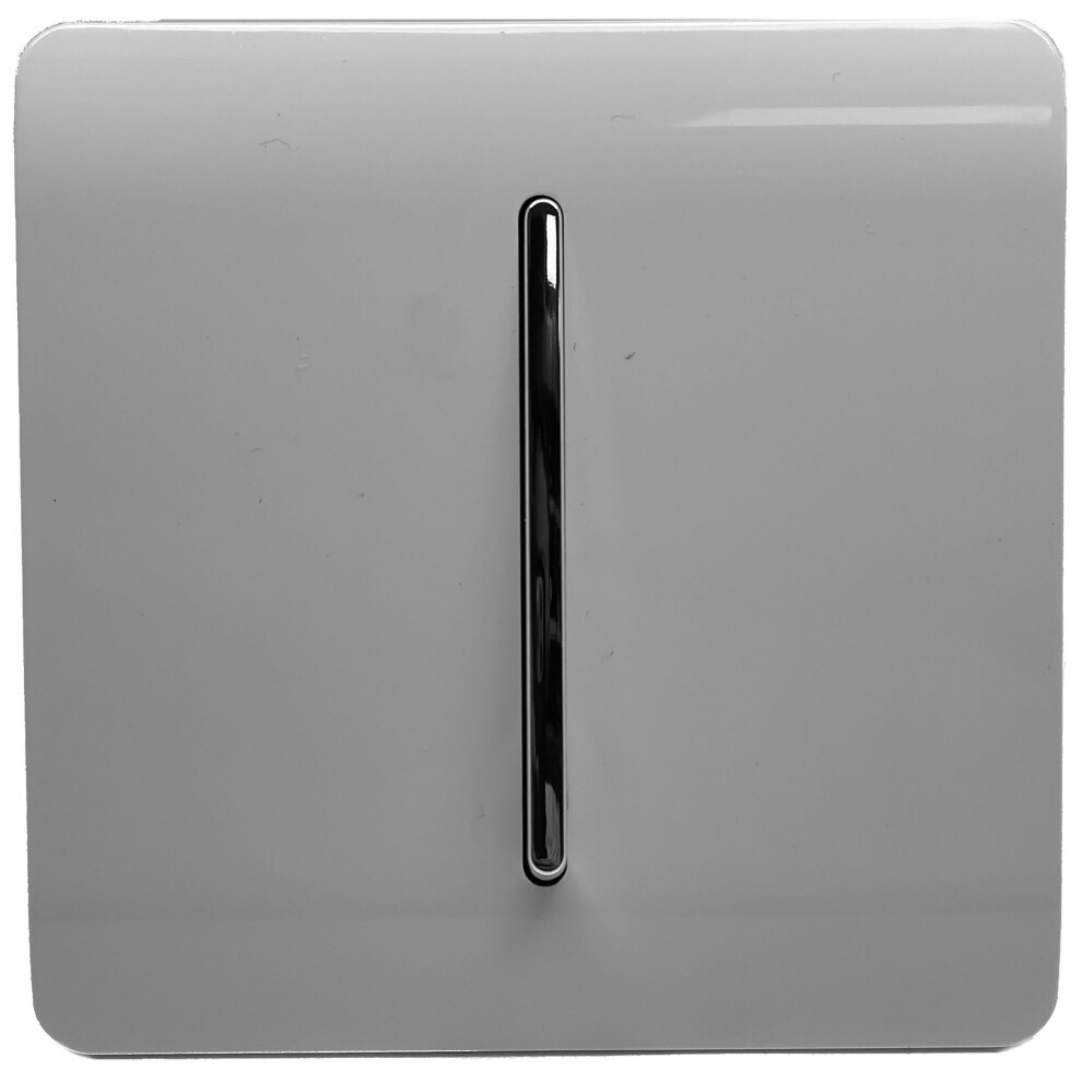 Trendi 1 Gang 2 Way 10 Amp Rocker Chrome Light Switch Glossy Light Grey