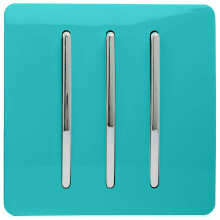 Trendi 3 Gang 2 Way Artistic Modern Glossy 10 Amp Rocker Tactile Light Switch Bright Teal