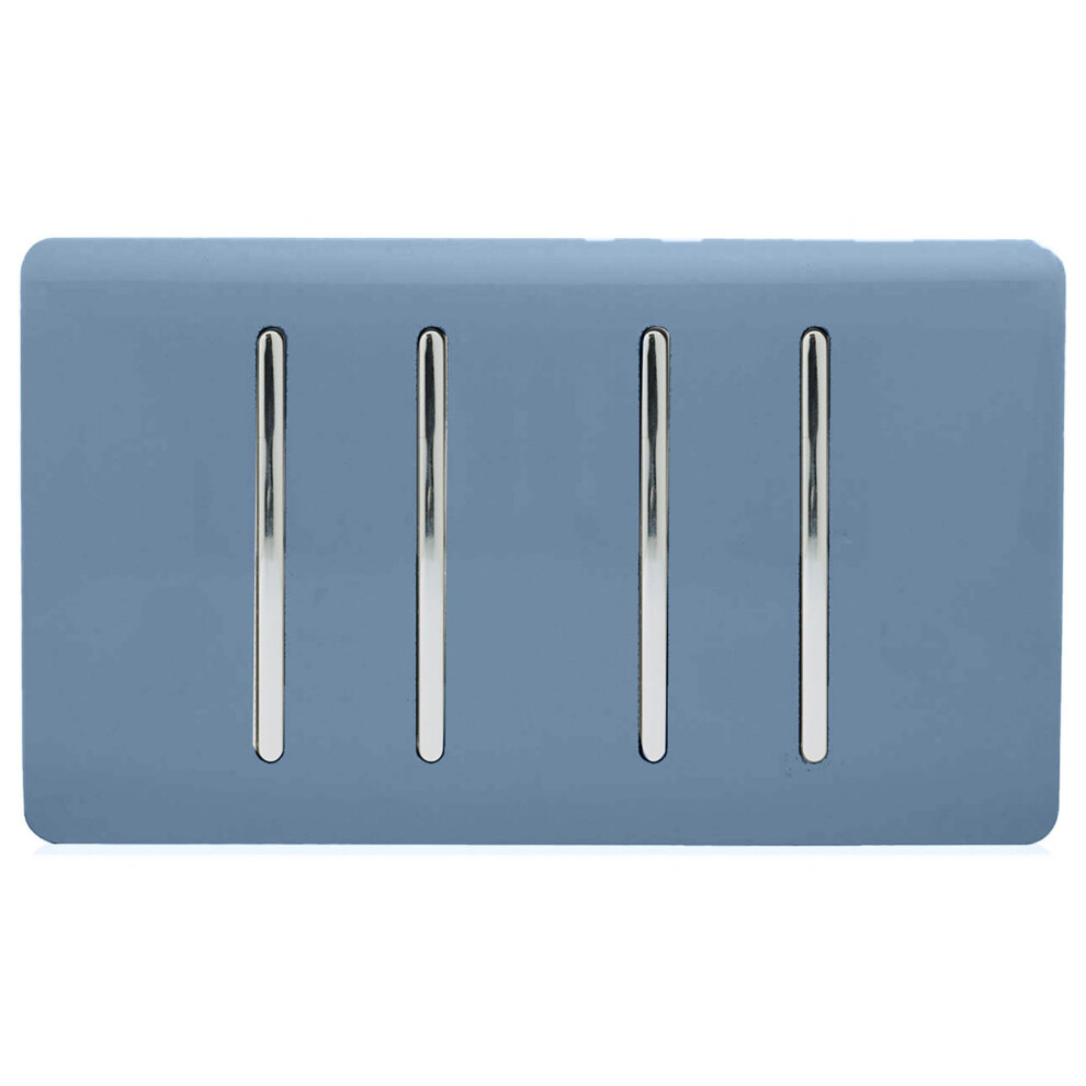Trendi Switch Trendi 4 Gang 3 Way Intermediate Artistic Modern Glossy 10 Amp Rocker Light Switch Sky