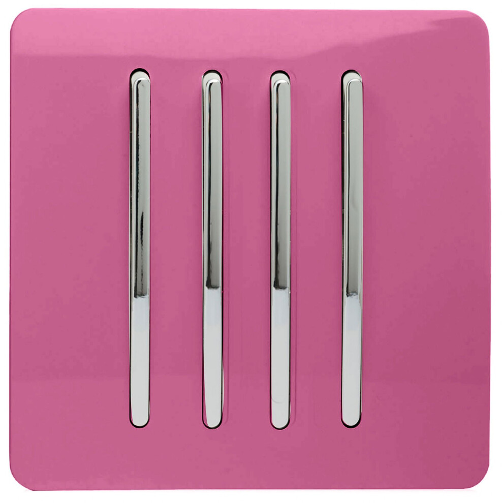 Trendi 4 Gang 2 Way Artistic Modern Glossy 10 Amp Rocker Tactile Light Switch Pink 631576357818