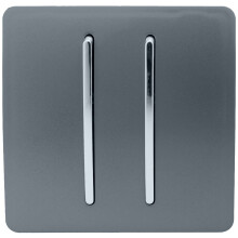 Trendi 2 Gang (2 Way & Intermediate) Glossy 10 Amp Rocker Light Switch Warm Grey