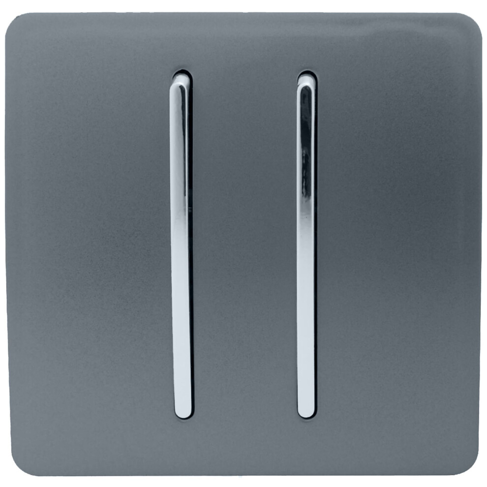 Trendi 2 Gang (2 Way & Intermediate) Glossy 10 Amp Rocker Light Switch Warm Grey 631576357276