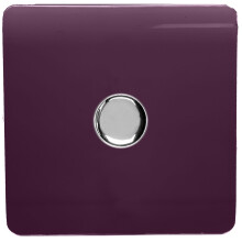 Trendi Artistic Modern Glossy Tactile 1 Gang 2 Way 120w LED Dimmer switch Plum