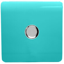 Trendi Artistic Modern Glossy Tactile 1 Gang 2 Way 120w LED Dimmer switch Bright Teal
