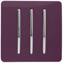 Trendi 3 Gang 1 Way Artistic Modern Glossy 10 Amp Rocker Tactile Light Switch Plum