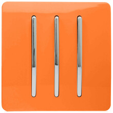 Trendi 3 Gang 1 Way Artistic Modern Glossy 10 Amp Rocker Tactile Light Switch Orange