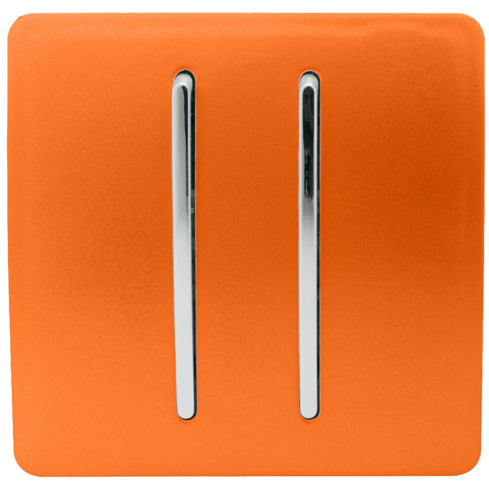 Trendi 2 Gang 1 Way Modern Glossy 10 Amp Rocker Light Switch Orange
