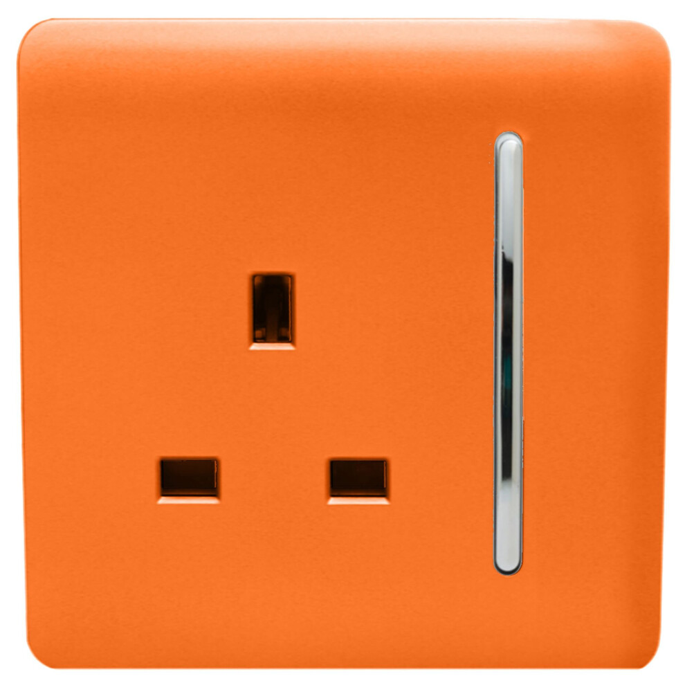 Trendi Switch Trendi 1 Gang Artistic Modern Glossy 13 Amp Switched Tactile Plug Socket Orange