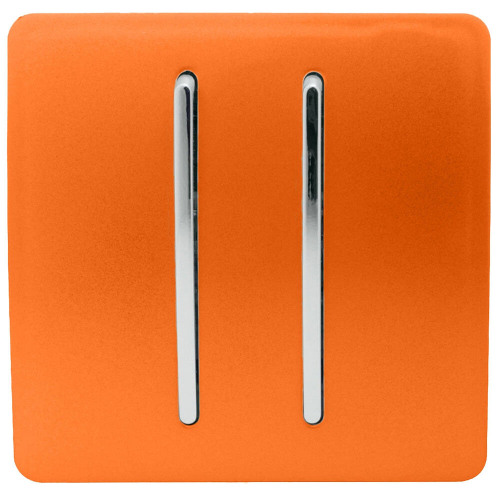 Trendi 2 Gang (2 Way & Intermediate) Glossy 10 Amp Rocker Light Switch Orange